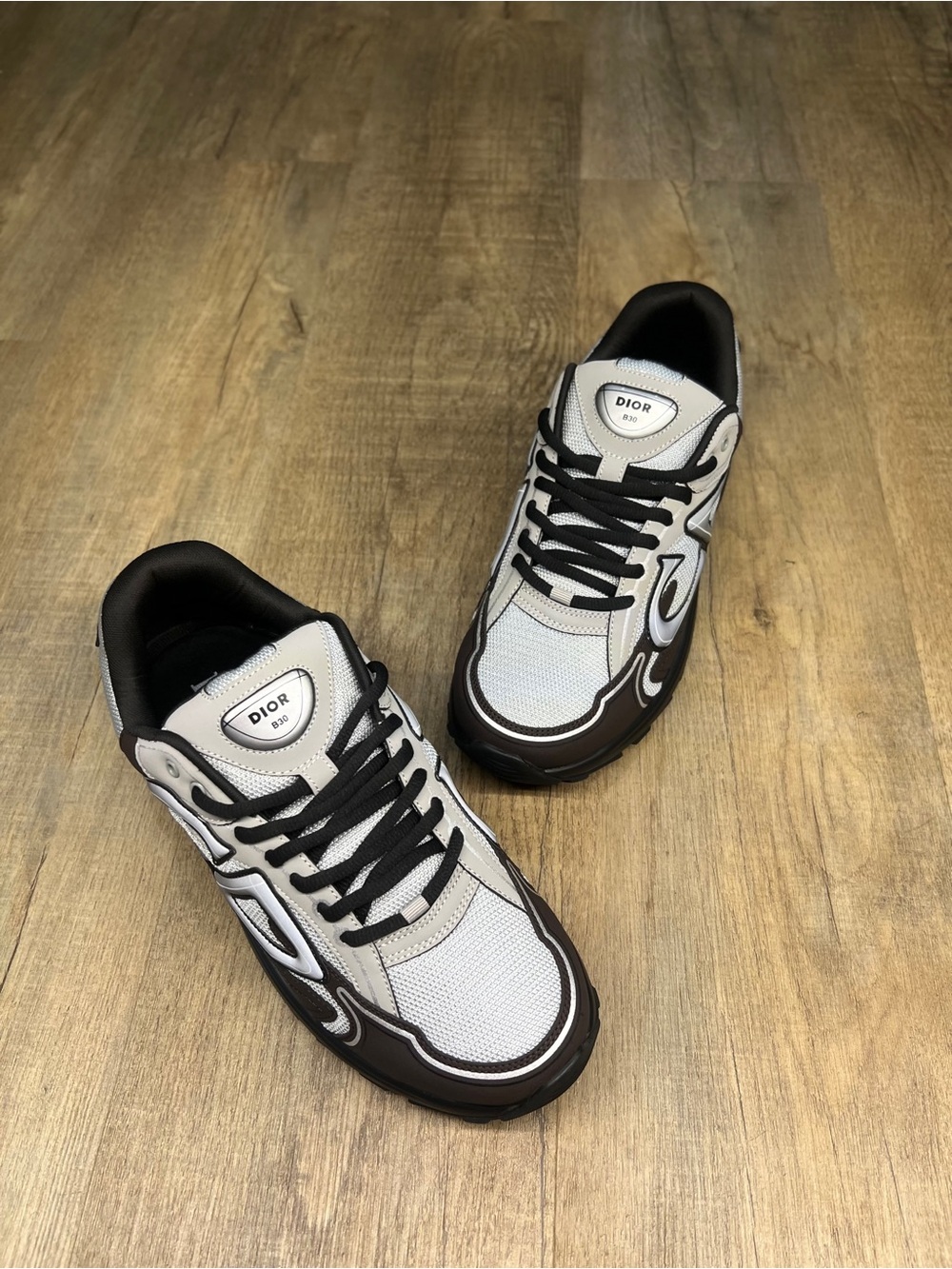 Dior Men's Mesh & Leather Sneakers in Beige and Black